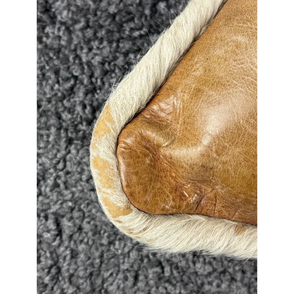 Stetson Leather Throw Pillow Set of 3 Western Cowhide Hair on Hide Brown Tan